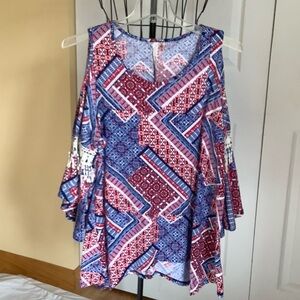 NY Collection Multicolor Geometric Blouse